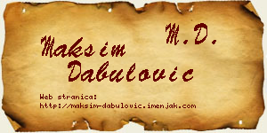 Maksim Dabulović vizit kartica